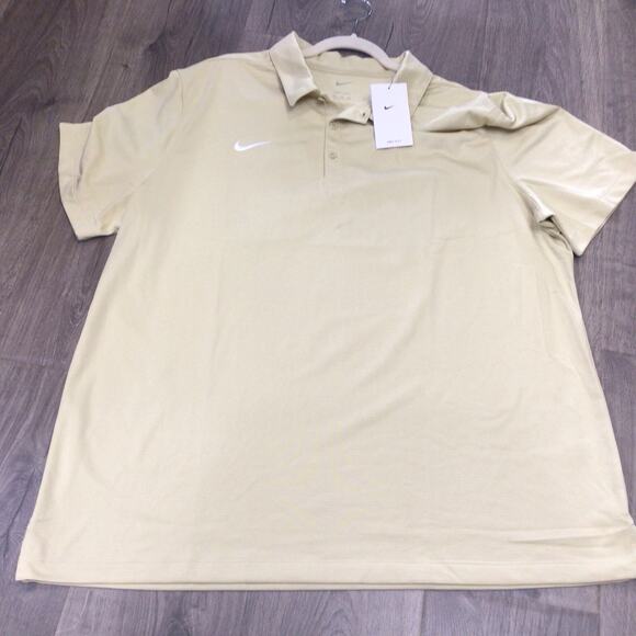 Nike Dri Fit Football Coach Polo Shirt Size 2XL Beige Lightweight Dress Shirt - Picture 1 of 4